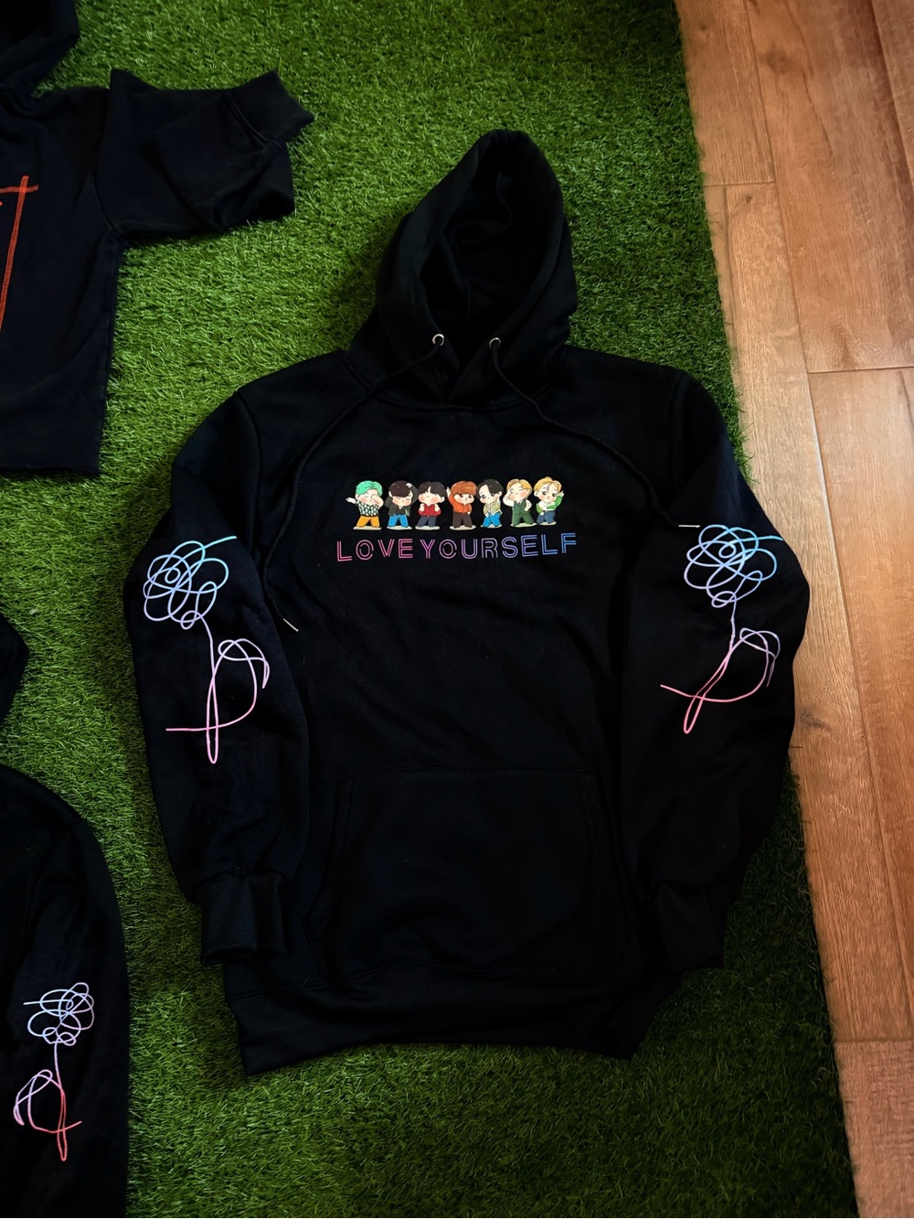 Black BTS Graphic Hoodie - Love Yourself Pullover 3 hooded sweaters bundle - Picture 4 of 5